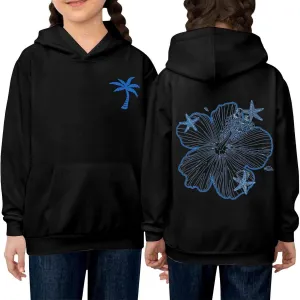 Girls Graphic Hoodies Ocean Coconut Tree Flowers Print Sweatshirts Y2K Oversized Pullover Casual Loose Long Sleeve Tops