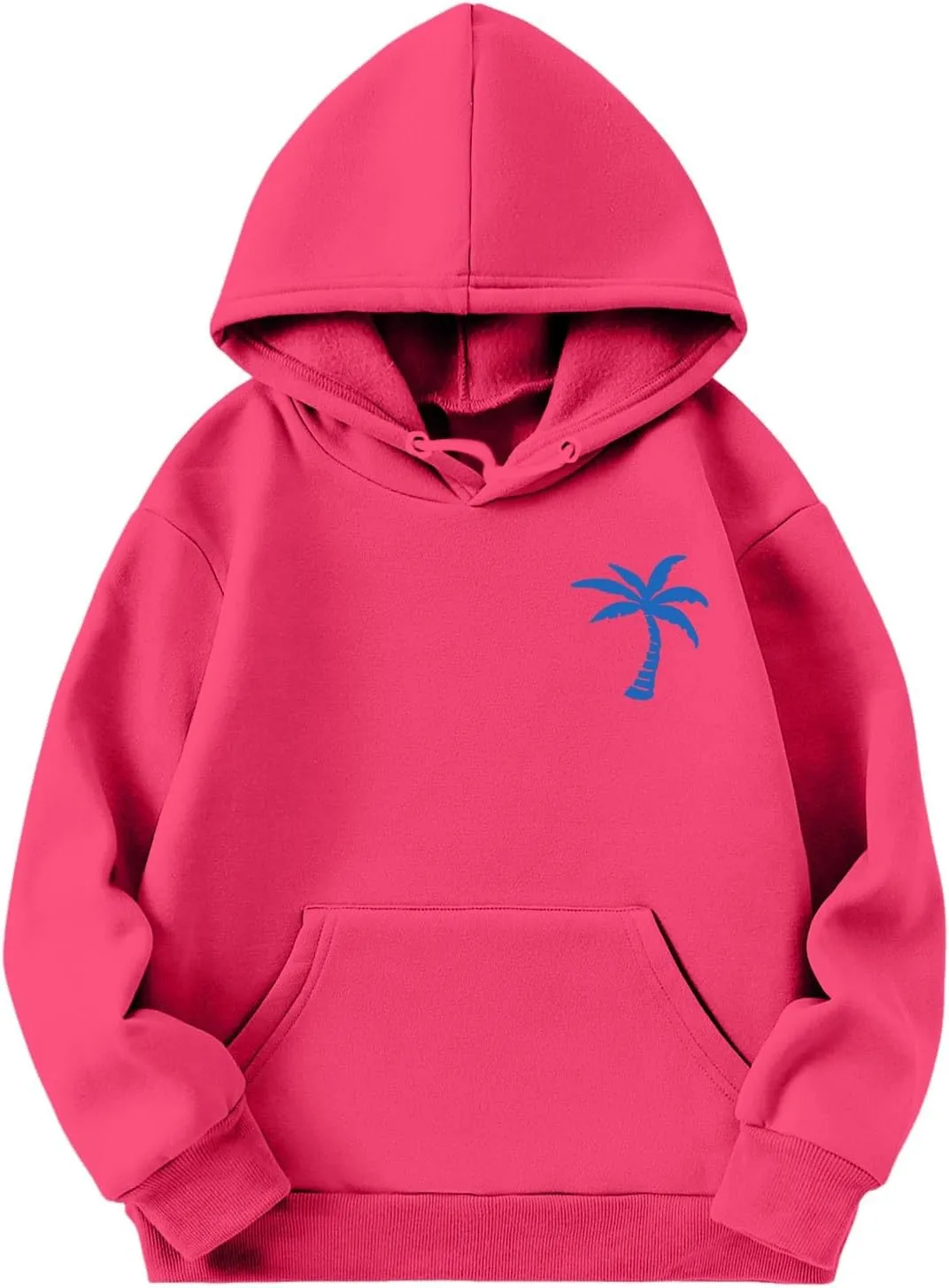 Girls Graphic Hoodies Ocean Coconut Tree Flowers Print Sweatshirts Y2K Oversized Pullover Casual Loose Long Sleeve Tops