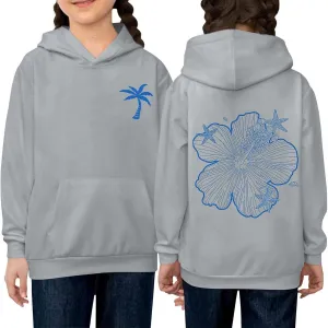 Girls Graphic Hoodies Ocean Coconut Tree Flowers Print Sweatshirts Y2K Oversized Pullover Casual Loose Long Sleeve Tops
