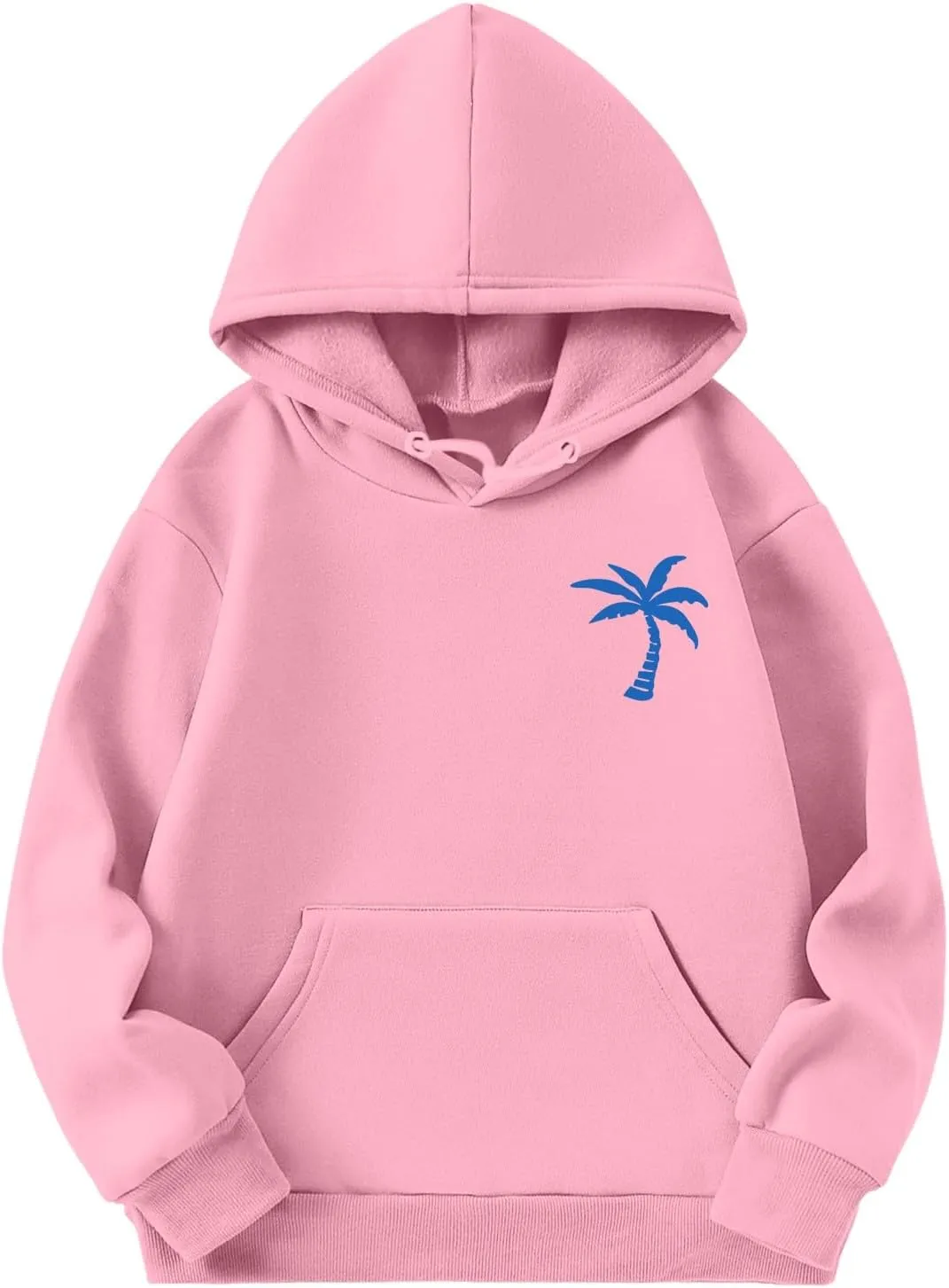 Girls Graphic Hoodies Ocean Coconut Tree Flowers Print Sweatshirts Y2K Oversized Pullover Casual Loose Long Sleeve Tops