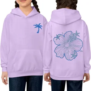 Girls Graphic Hoodies Ocean Coconut Tree Flowers Print Sweatshirts Y2K Oversized Pullover Casual Loose Long Sleeve Tops