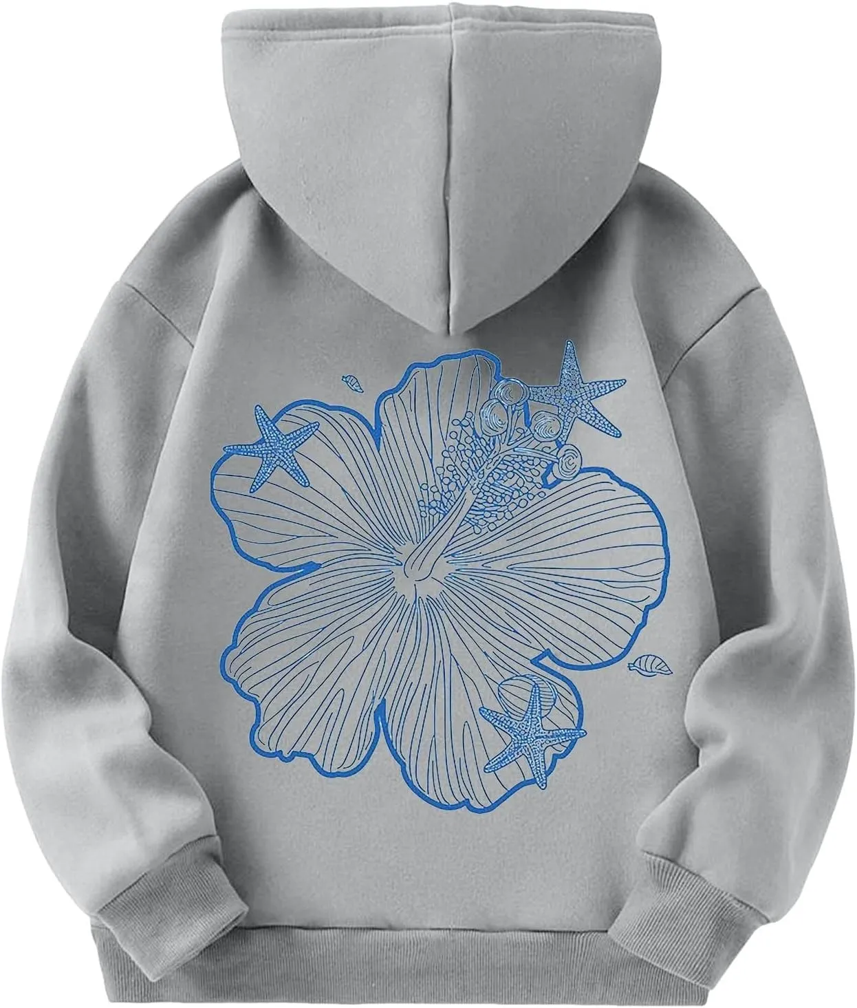 Girls Graphic Hoodies Ocean Coconut Tree Flowers Print Sweatshirts Y2K Oversized Pullover Casual Loose Long Sleeve Tops