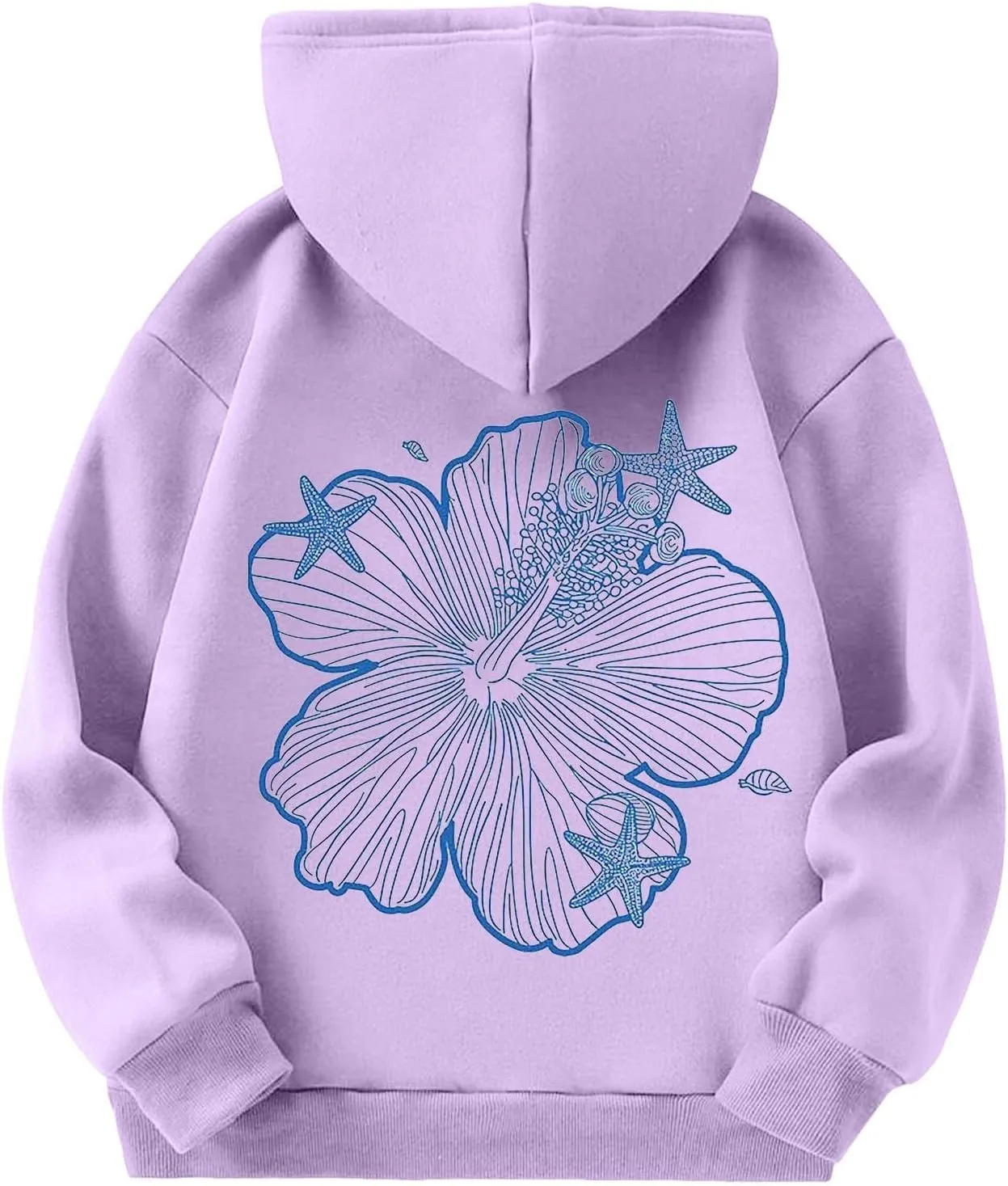 Girls Graphic Hoodies Ocean Coconut Tree Flowers Print Sweatshirts Y2K Oversized Pullover Casual Loose Long Sleeve Tops