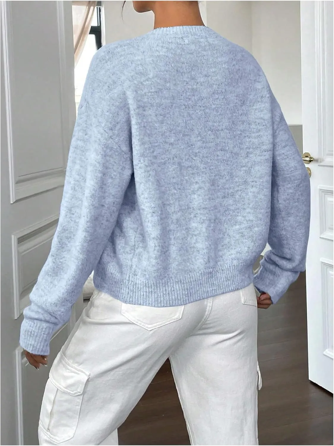GORGLITTER Women's Button Up Knit Cardigan Open Front Fall Trendy 2025 Cute Long Sleeve Sweater