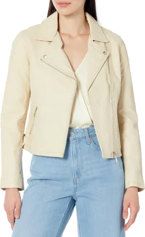 GUESS Women's Essential Real Leather Moto Jacket