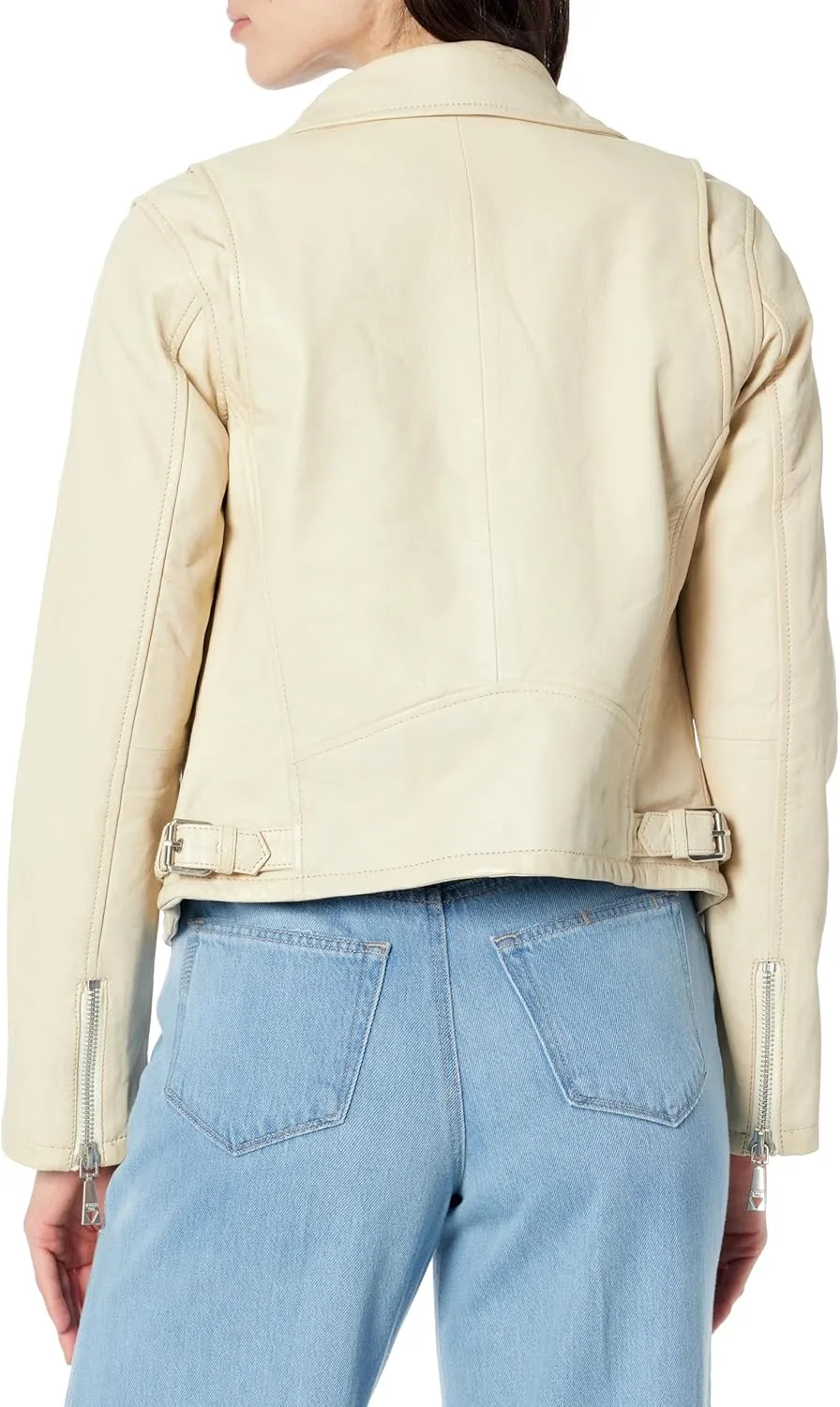 GUESS Women's Essential Real Leather Moto Jacket