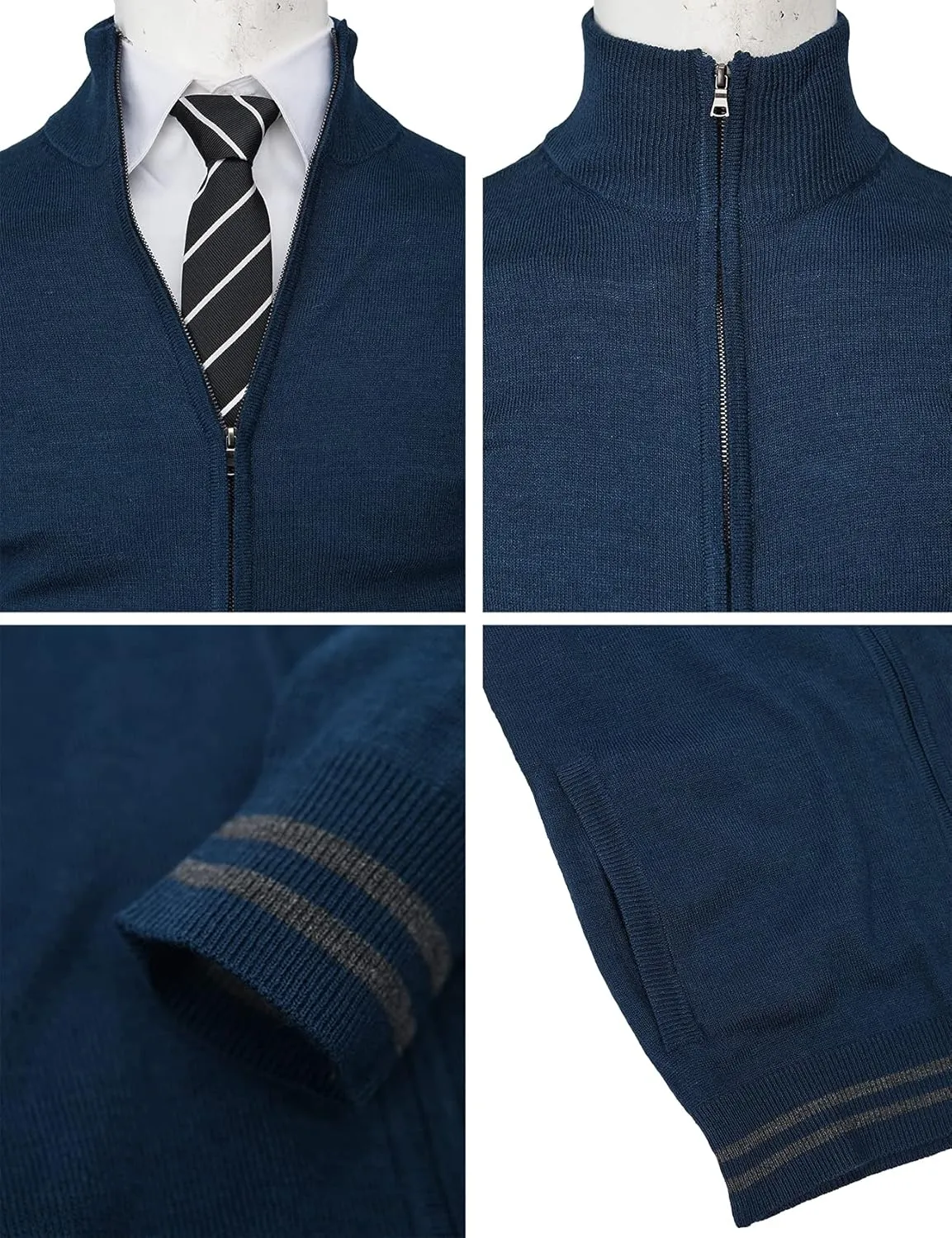 H2H Mens Casual Slim Fit Knitted Cardigan Zip-up Long Sleeve Thermal with Twisted Pattern