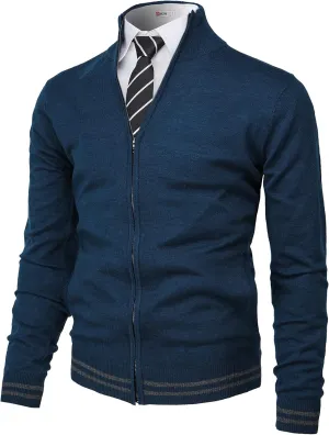 H2H Mens Casual Slim Fit Knitted Cardigan Zip-up Long Sleeve Thermal with Twisted Pattern
