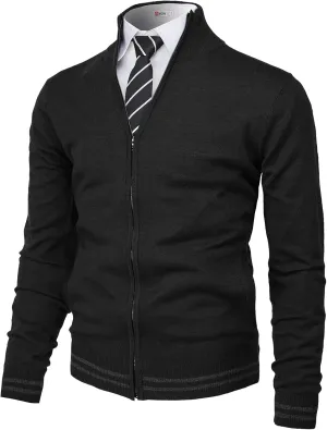 H2H Mens Casual Slim Fit Knitted Cardigan Zip-up Long Sleeve Thermal with Twisted Pattern