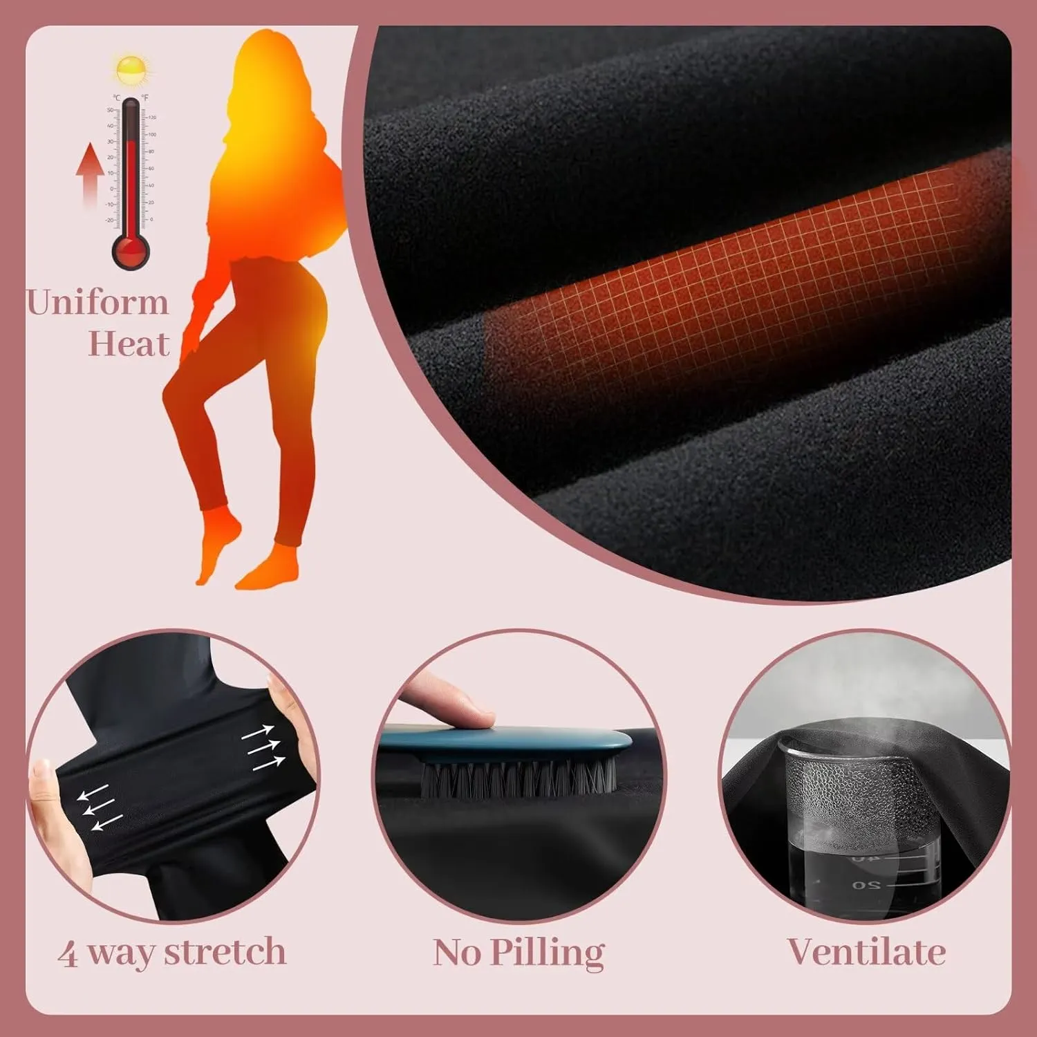 Happy.angel 2 Pack Maternity Fleece Lined Leggings Over The Belly, Womens Black Workout Yoga Pregnancy Pants with Pockets