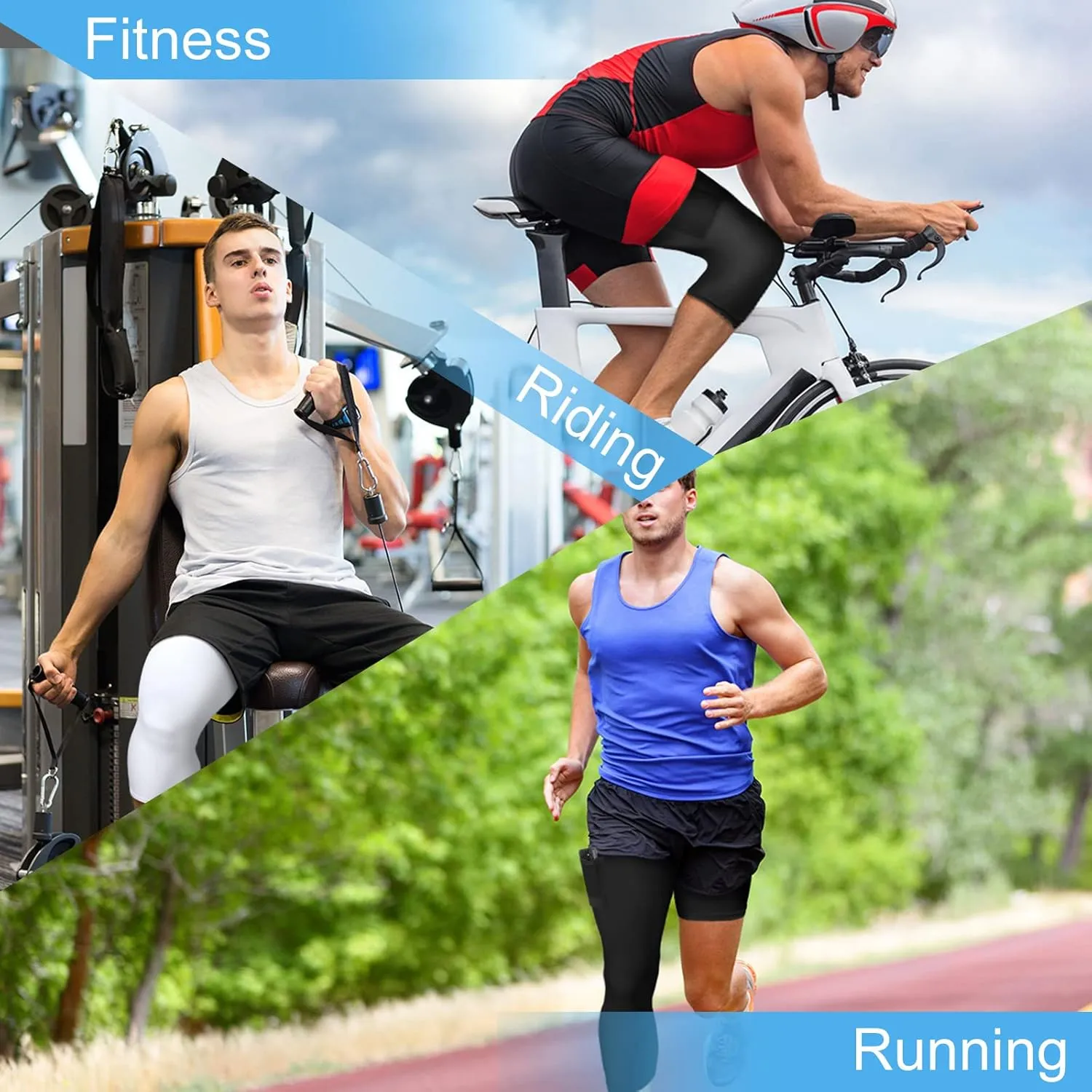 Hercicy 2 Packs Men's 3/4 One Leg Compression Tights Unisex Leggings Athletic Base Layer for Basketball Sports