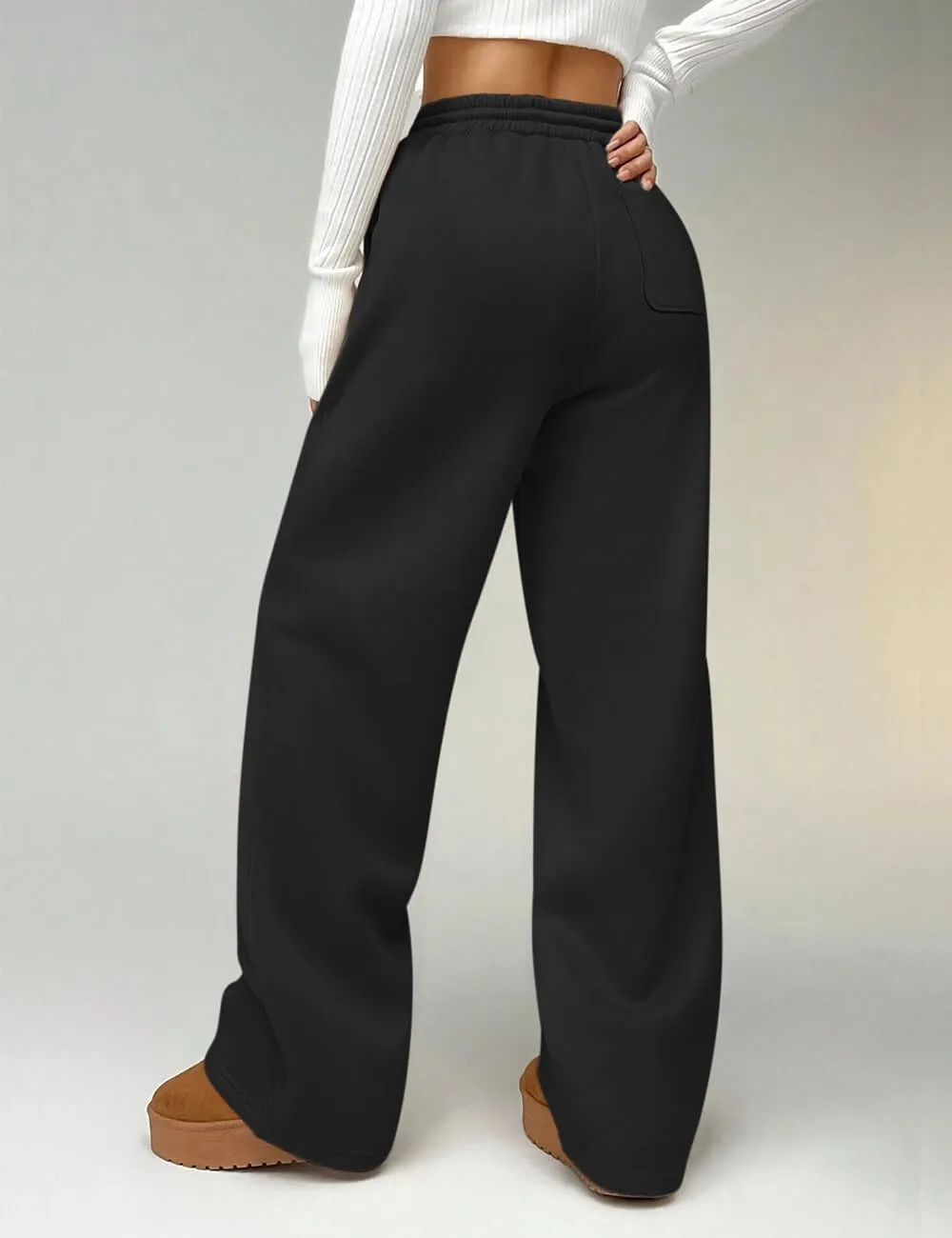 HeSaYep Women's Wide Leg Fleece Sweatpants High Waist Baggy Pants Drawstring Athletic Sweat Pants