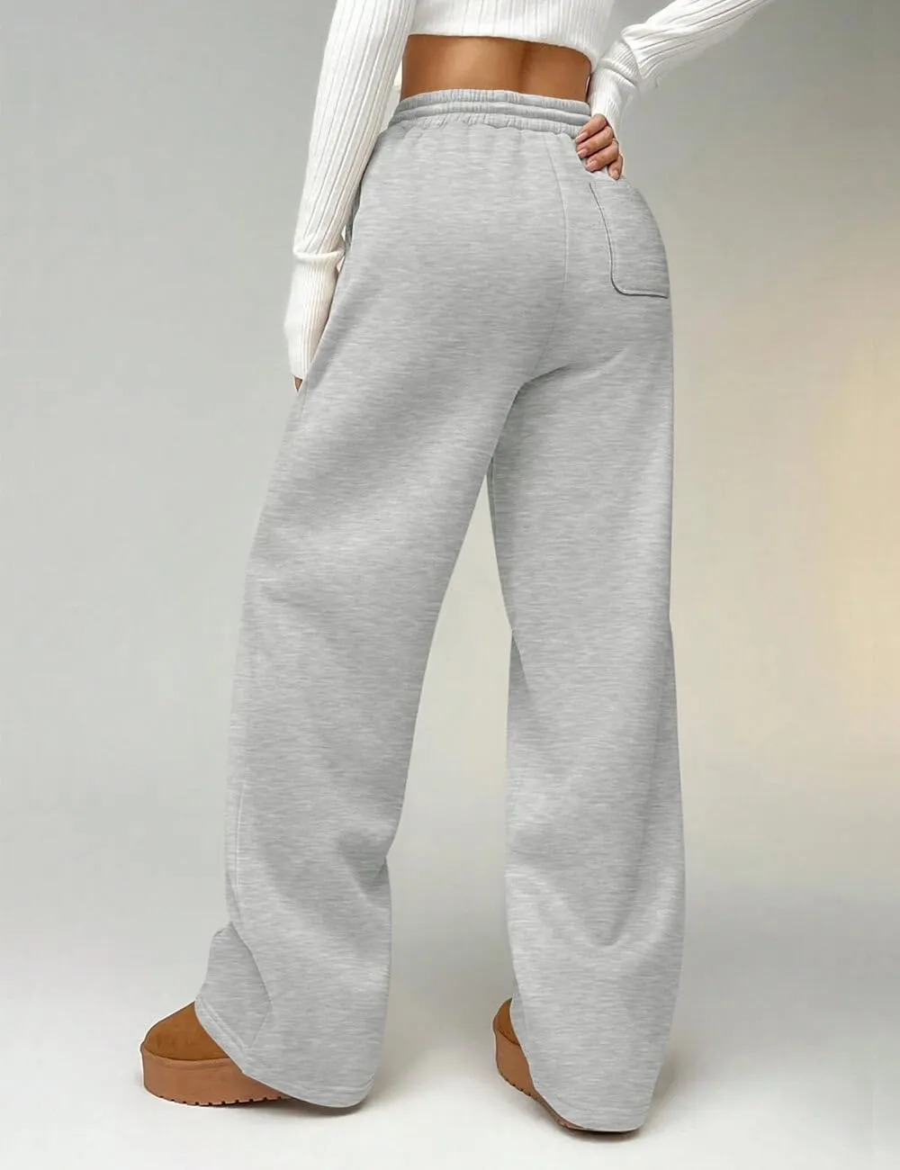 HeSaYep Women's Wide Leg Fleece Sweatpants High Waist Baggy Pants Drawstring Athletic Sweat Pants