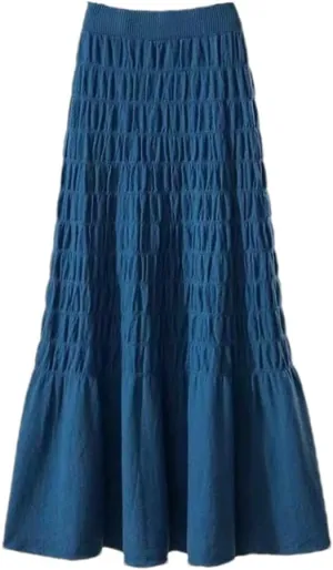 Hndudnff Women Solid Knit Pleated Skirt Office Thickening Warm Long Skirt A-Line Swing Midi Skirt
