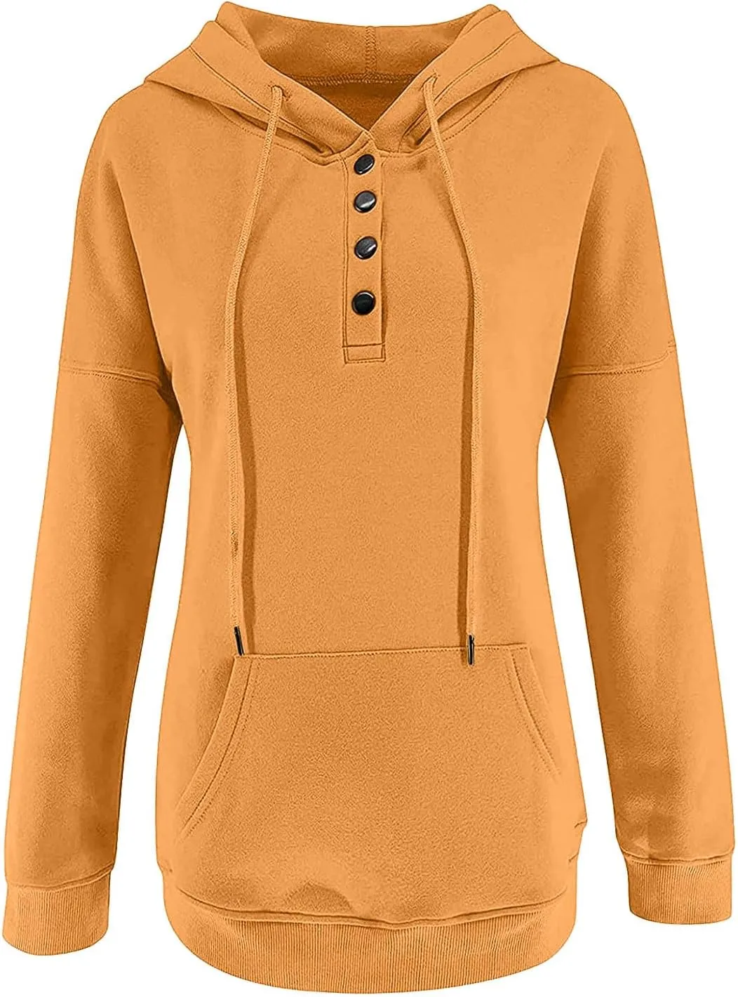 Hoodies For Women Dressy Casual 2024 Solid Basic Button Down Hooded Drawstring Sweatshirt Fall Fashion Pullover Tops