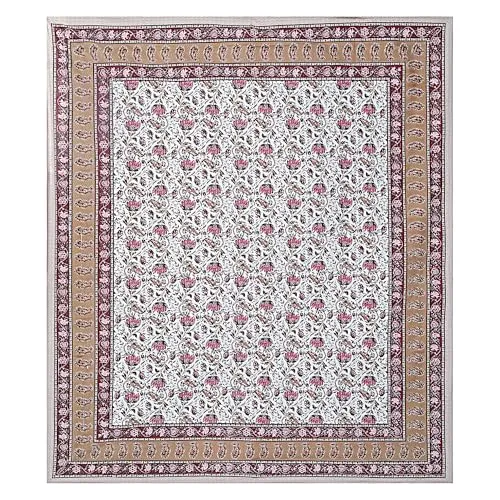HZAR ART King Size Premium 100% Cotton Bedsheet for Double Bed with 2 Pillow Covers | 280 TC Flat Sheet | Jaipuri Print Double BedSheet Cotton(Wild Flower Print, 90 X 108 Inches) SB72