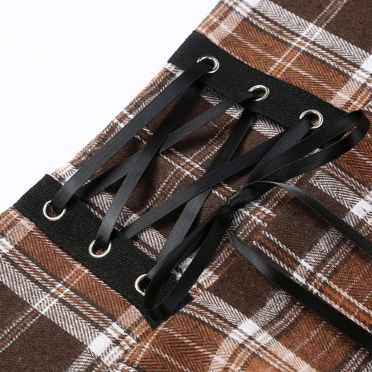 IDEALSANXUN Gothic Plaid Mini Skirts for Women Short High Waist Plaid Skirts