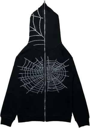 iTranyee Women Y2k Grunge Zipper Hoodies Halloween Goth Oversized Hooded Sweatshirt Punk Vintage Jacket Outwear