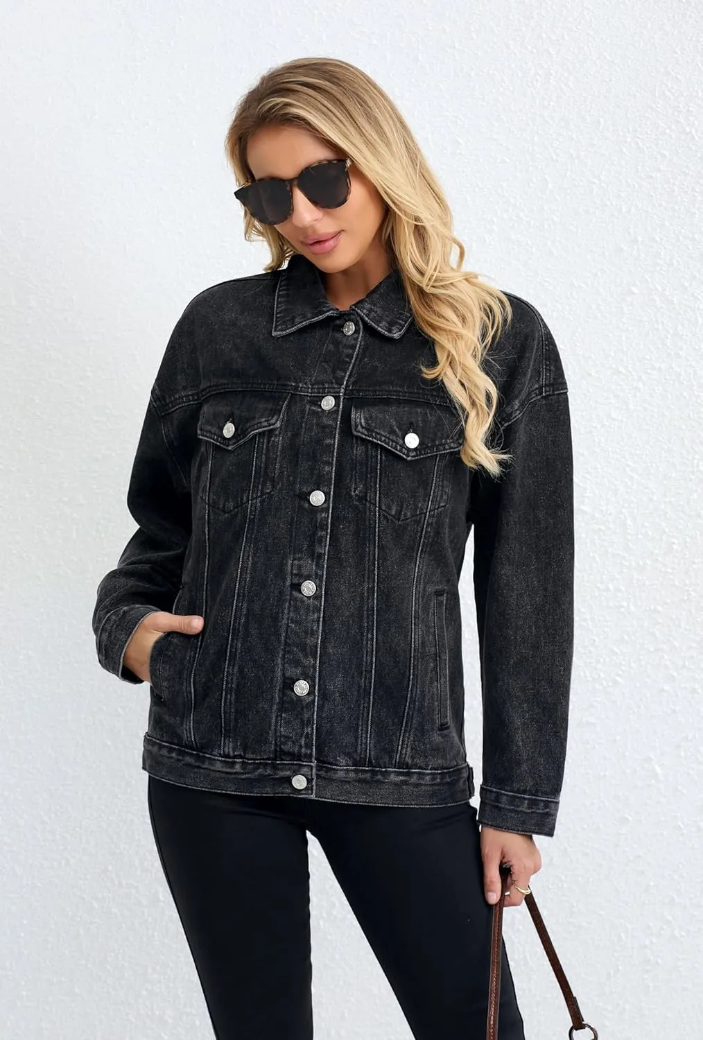 Jean Jacket for Women, Oversize Trendy Denim Jacket, Women's Loose Long Boyfriend Jean Jackets Coat