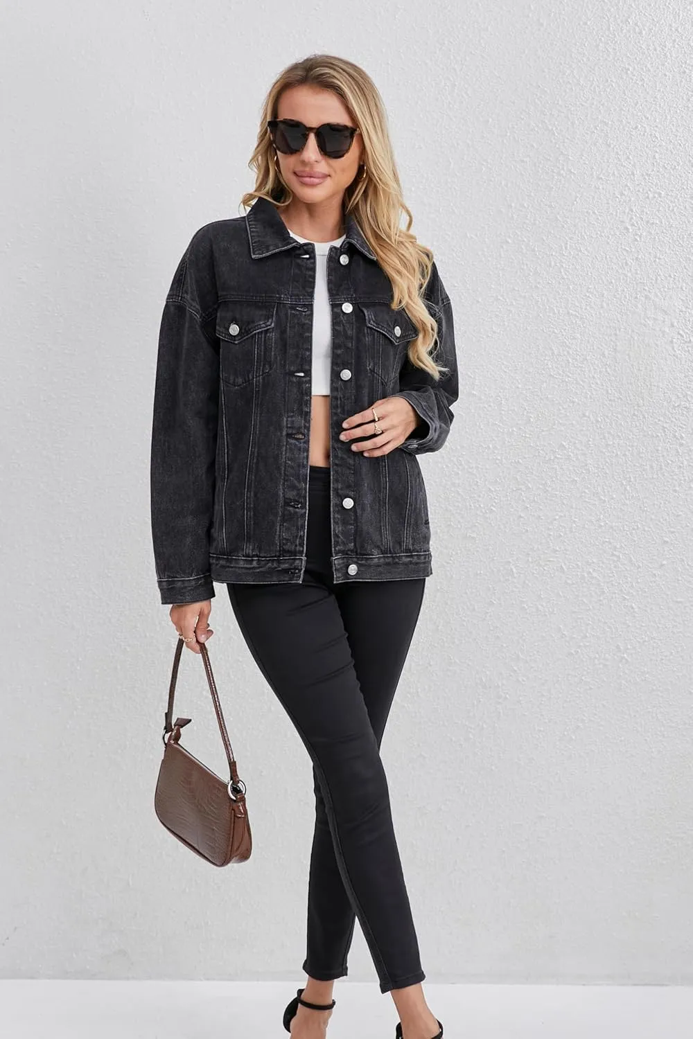 Jean Jacket for Women, Oversize Trendy Denim Jacket, Women's Loose Long Boyfriend Jean Jackets Coat