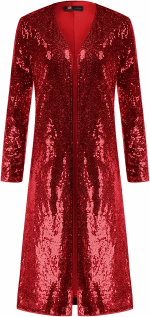 KANCY KOLE Women Sequin Cardigan Long Sleeve Open Front Jacket Blazers for Holiday Christmas