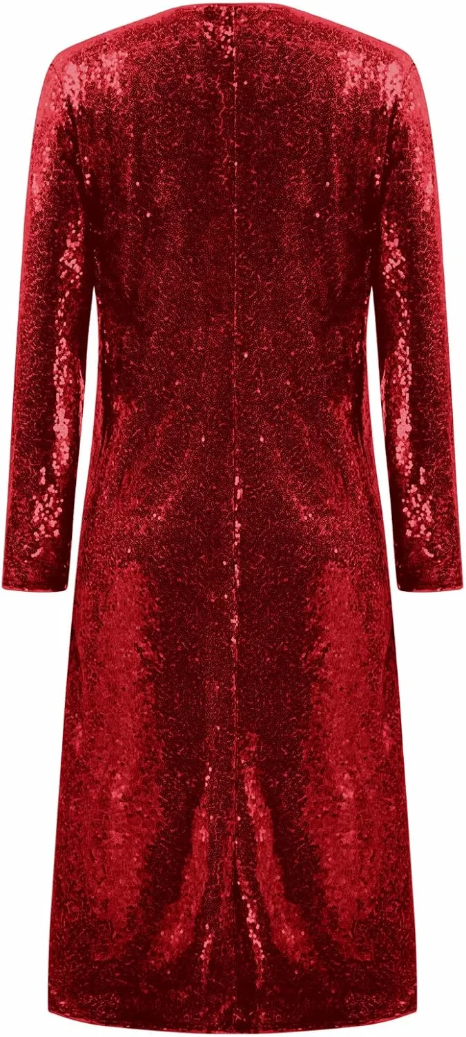 KANCY KOLE Women Sequin Cardigan Long Sleeve Open Front Jacket Blazers for Holiday Christmas