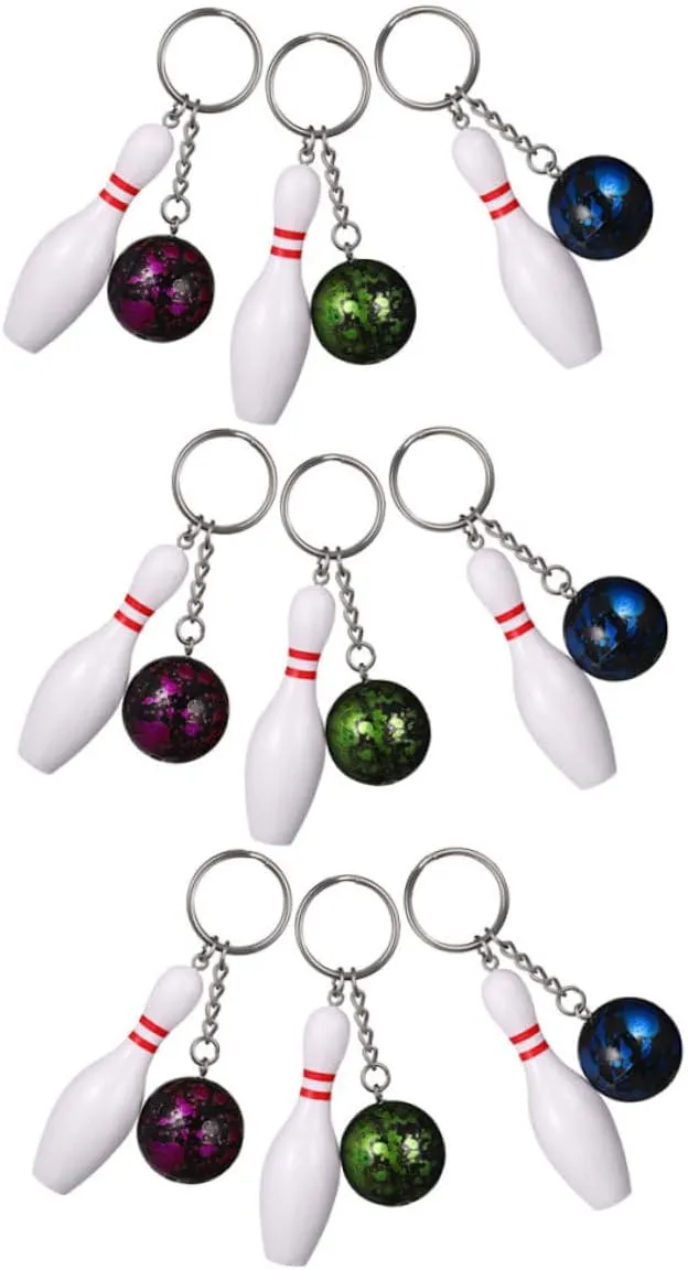 KICHOUSE Unique Bowling Keychain Set Mini Bowling Ball Keychains for Handbag Pendant Bag Charm