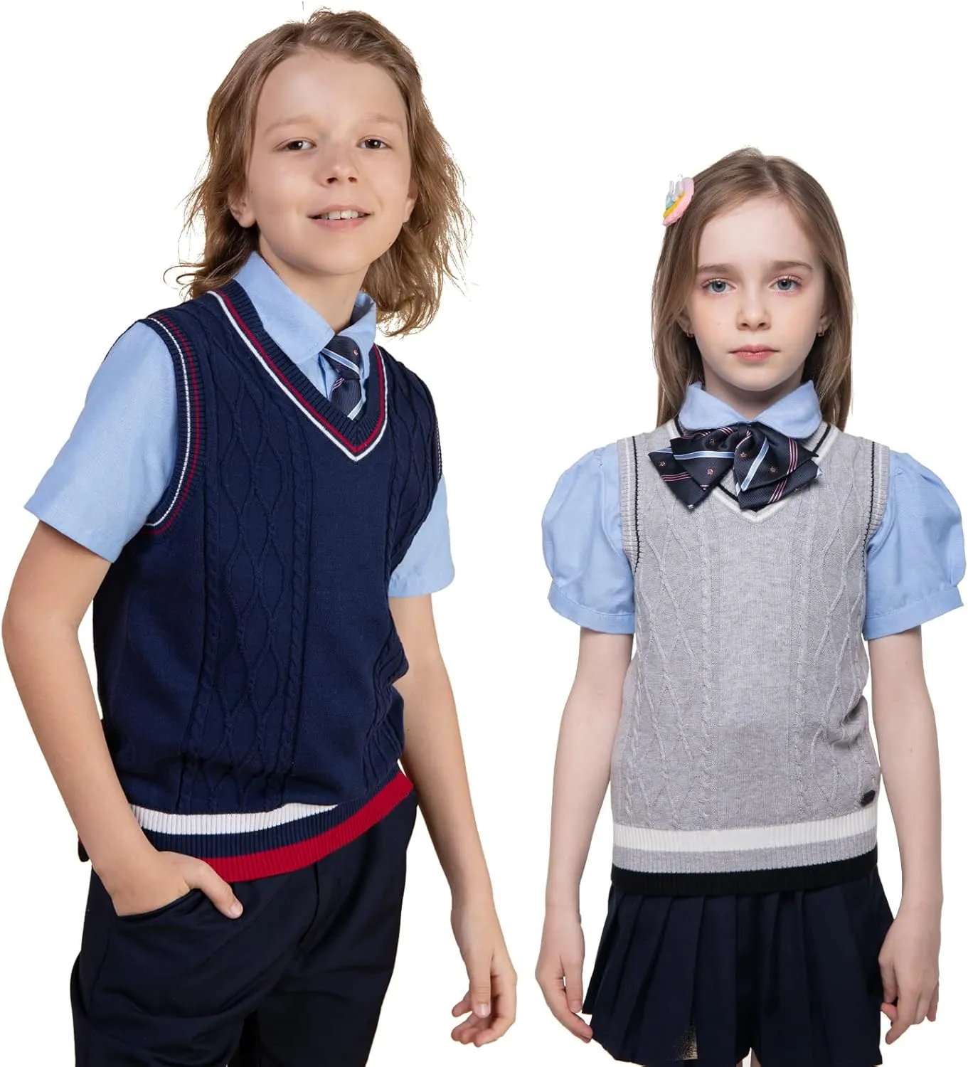 Kid Nation Boys Sweater Vest 100% Cotton School Uniform Vest for Girls Boy Toddler Kids Knit Vest