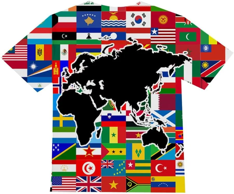 Kids Print 3D Print World Flags of The Countries Funny Graphic Pattern Holiday Tees Shirts for Youth Boys Girls 4-14 Years