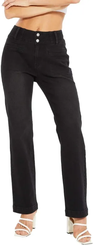 KIWI RATA Wide Leg Jeans for Women, High Waisted Straight Leg Loose Stretchy Jeans, Boyfriend Baggy Denim Pants