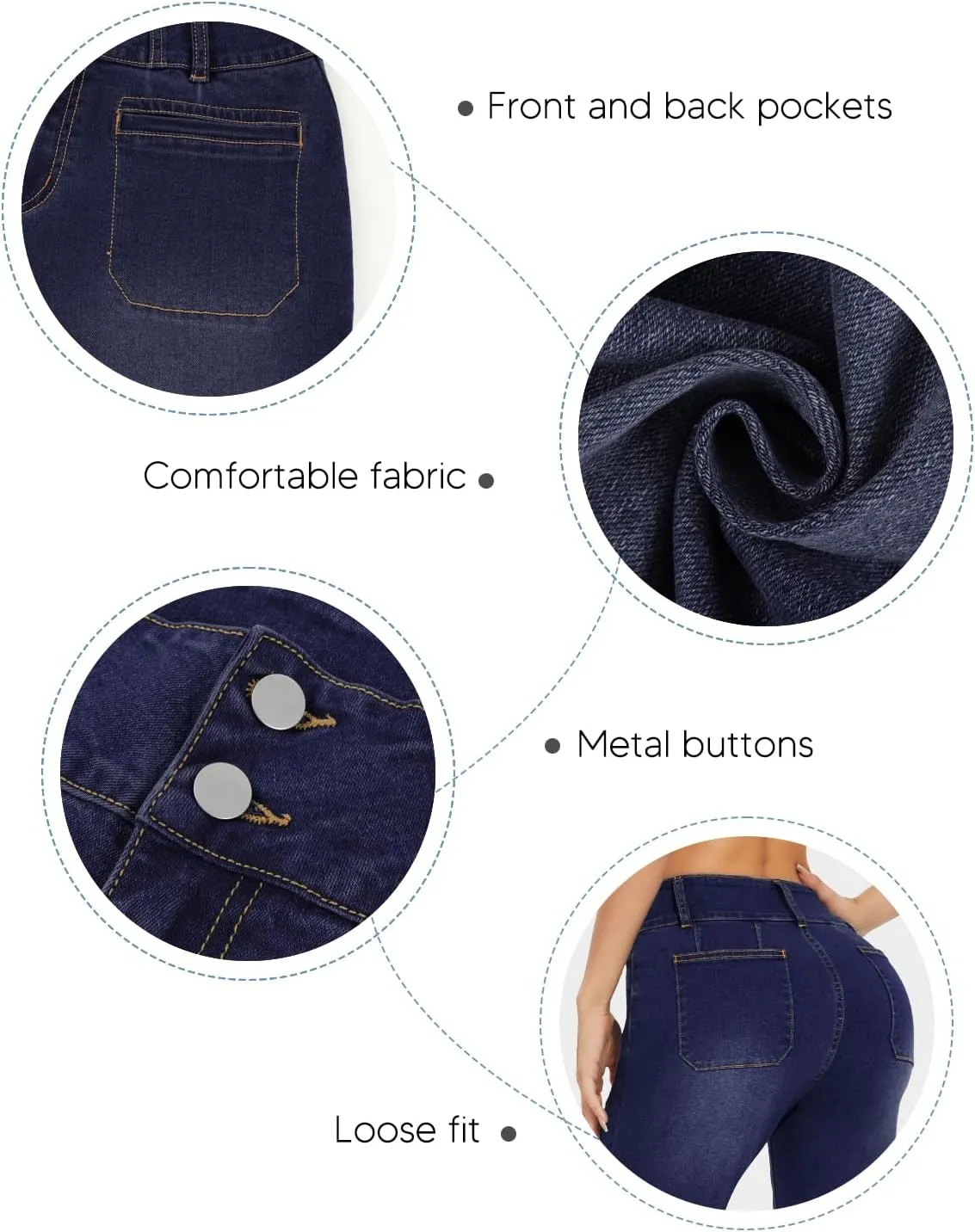 KIWI RATA Wide Leg Jeans for Women, High Waisted Straight Leg Loose Stretchy Jeans, Boyfriend Baggy Denim Pants