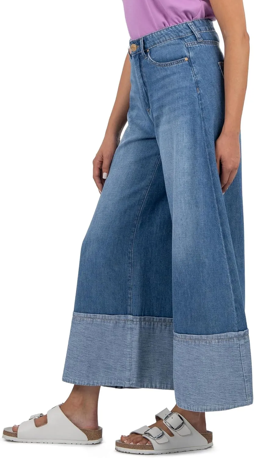 KUT from the Kloth Women's Blake Crop Wide Leg with Hem Detail