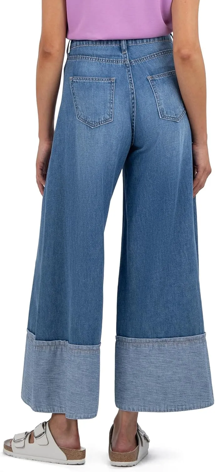 KUT from the Kloth Women's Blake Crop Wide Leg with Hem Detail