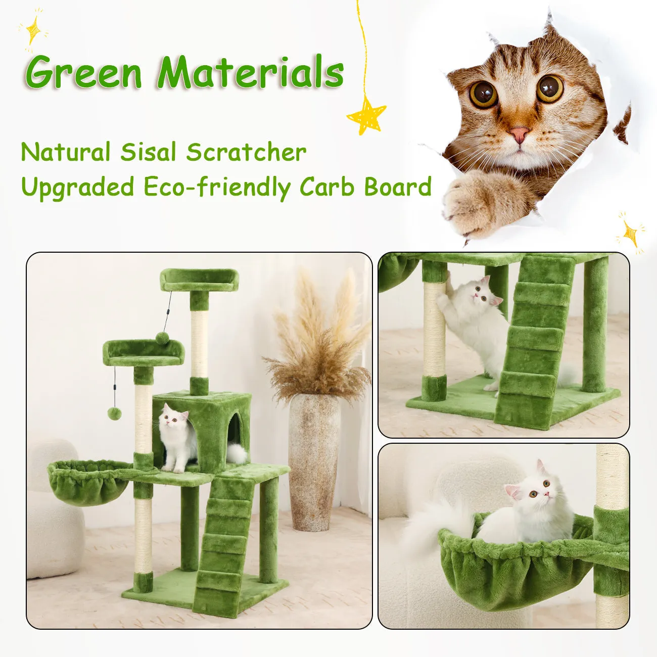 KZLAA 54in Cat Tree Cat Tower Condo Furniture Scratch Post