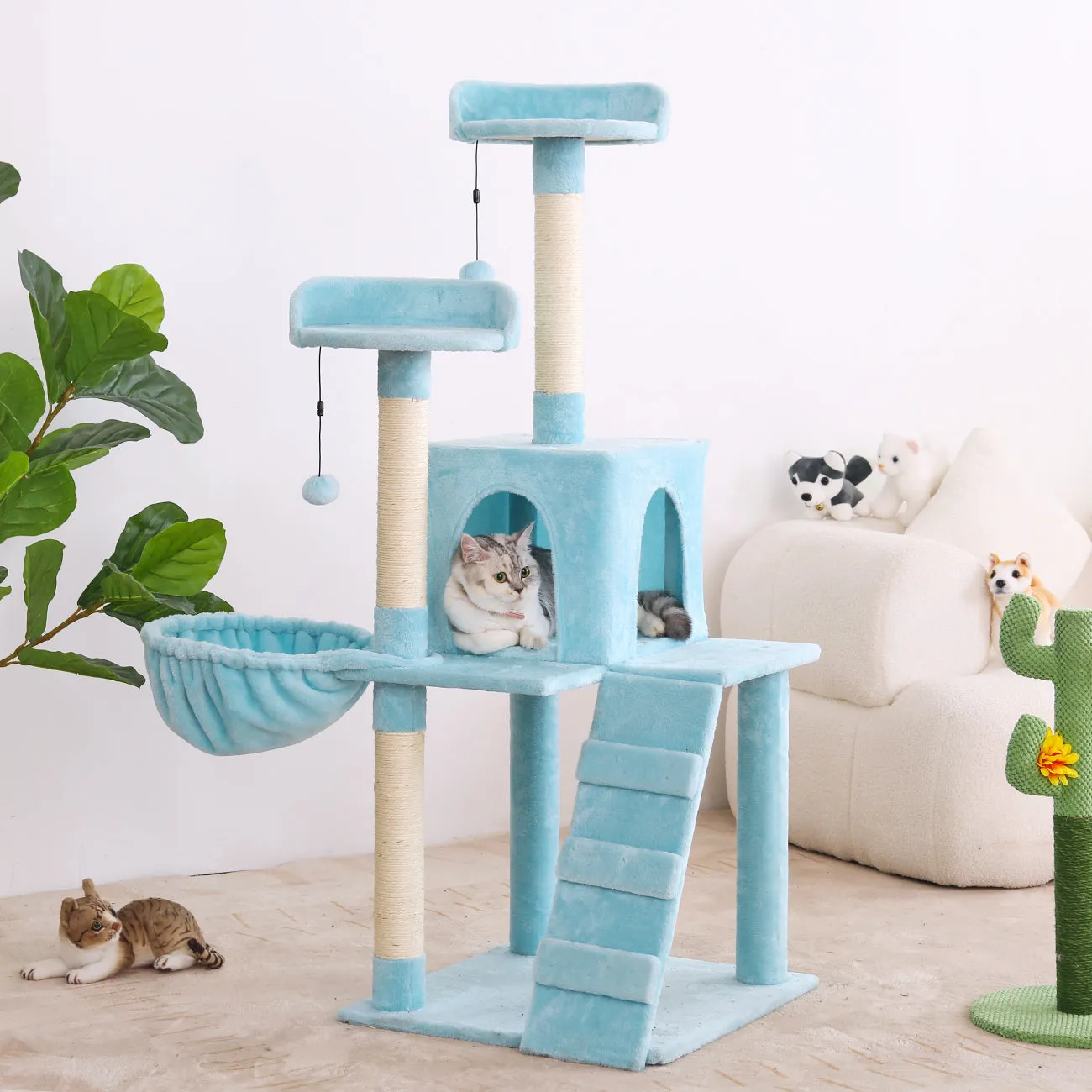 KZLAA 54in Cat Tree Cat Tower Condo Furniture Scratch Post