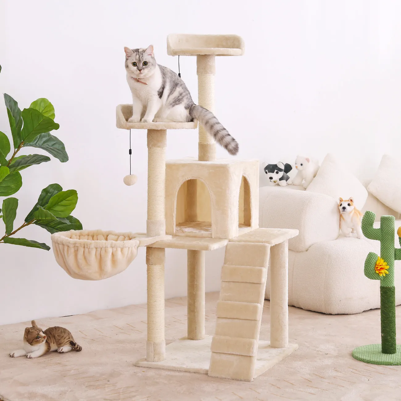KZLAA 54in Cat Tree Cat Tower Condo Furniture Scratch Post