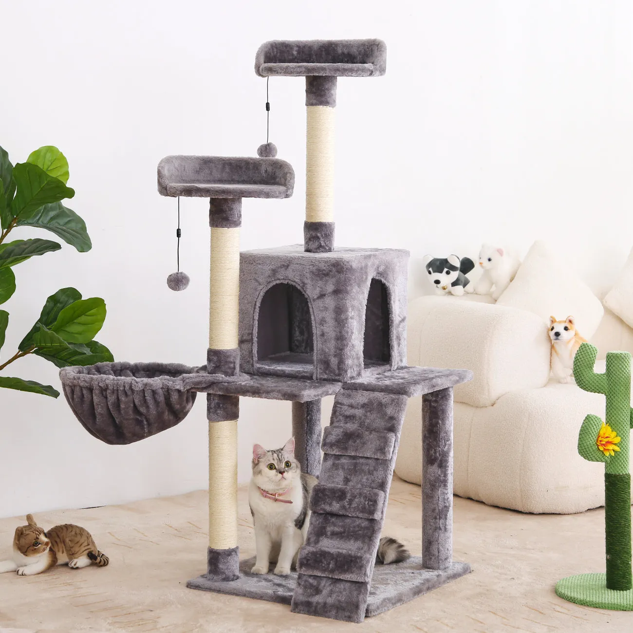KZLAA 54in Cat Tree Cat Tower Condo Furniture Scratch Post