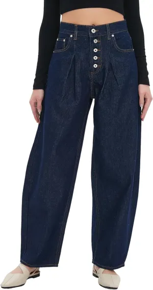 Ladyful Womens Wide Leg Barrel Jeans Baggy High Waisted Jeans Boyfriend Loose Trendy Denim Pant Trouser
