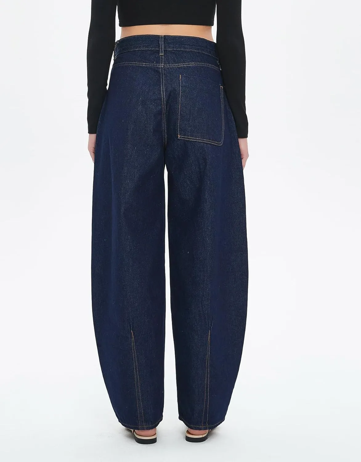 Ladyful Womens Wide Leg Barrel Jeans Baggy High Waisted Jeans Boyfriend Loose Trendy Denim Pant Trouser