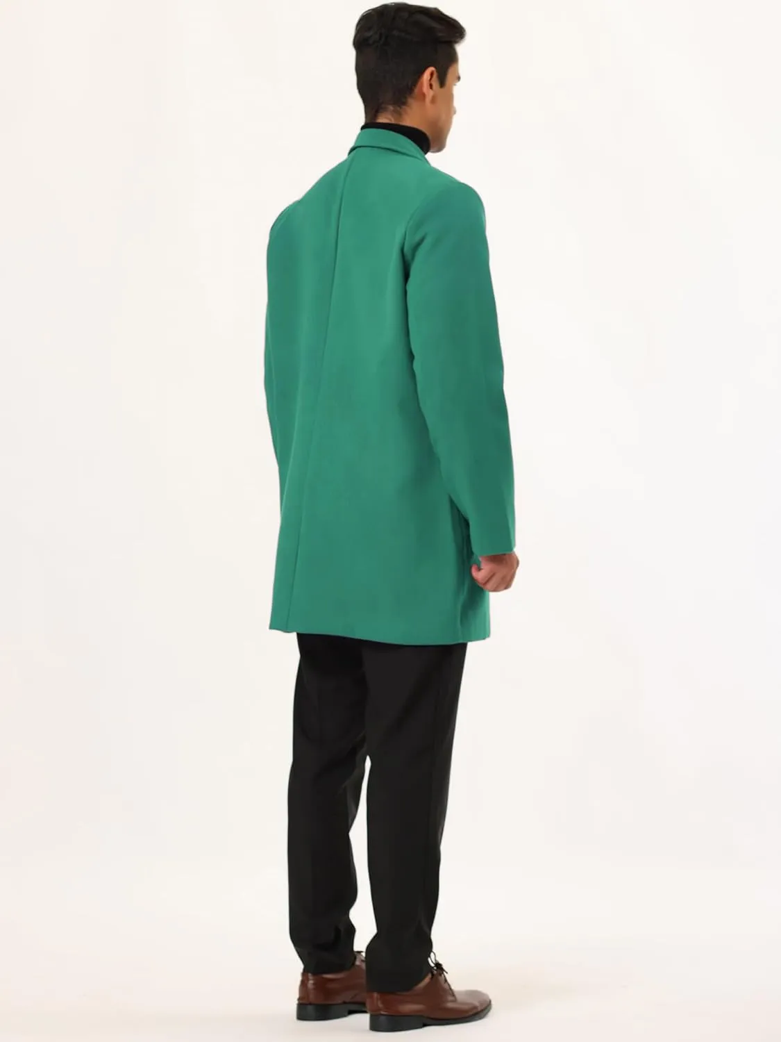Lars Amadeus Men's Trench Coat Slim Fit Winter Notched Lapel Single Breasted Long Jacket Overcoat
