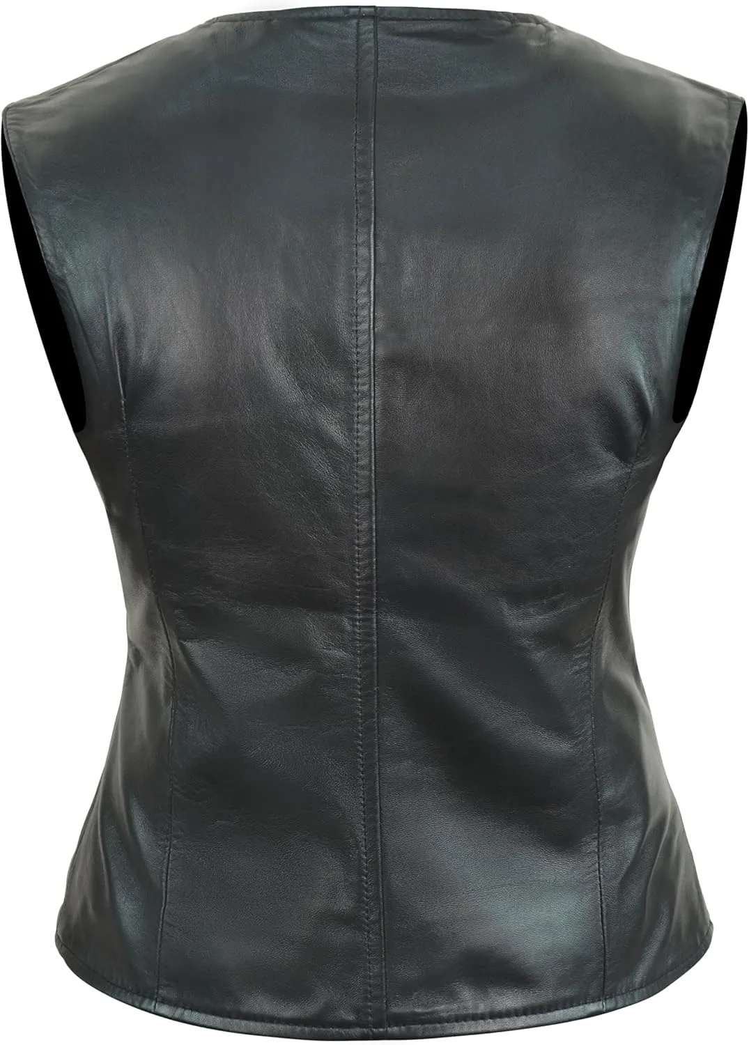 Leather Vest Women Button-Up Waistcoat Real Leather Sleeveless Biker Vest Business Classic
