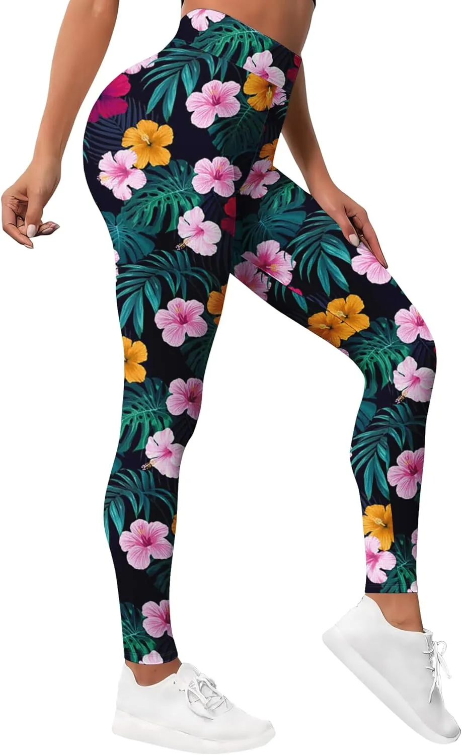Leggings for Women Funny Printed Gym Womens Yoga Pants Floral Legging Tropical Athletic Pant
