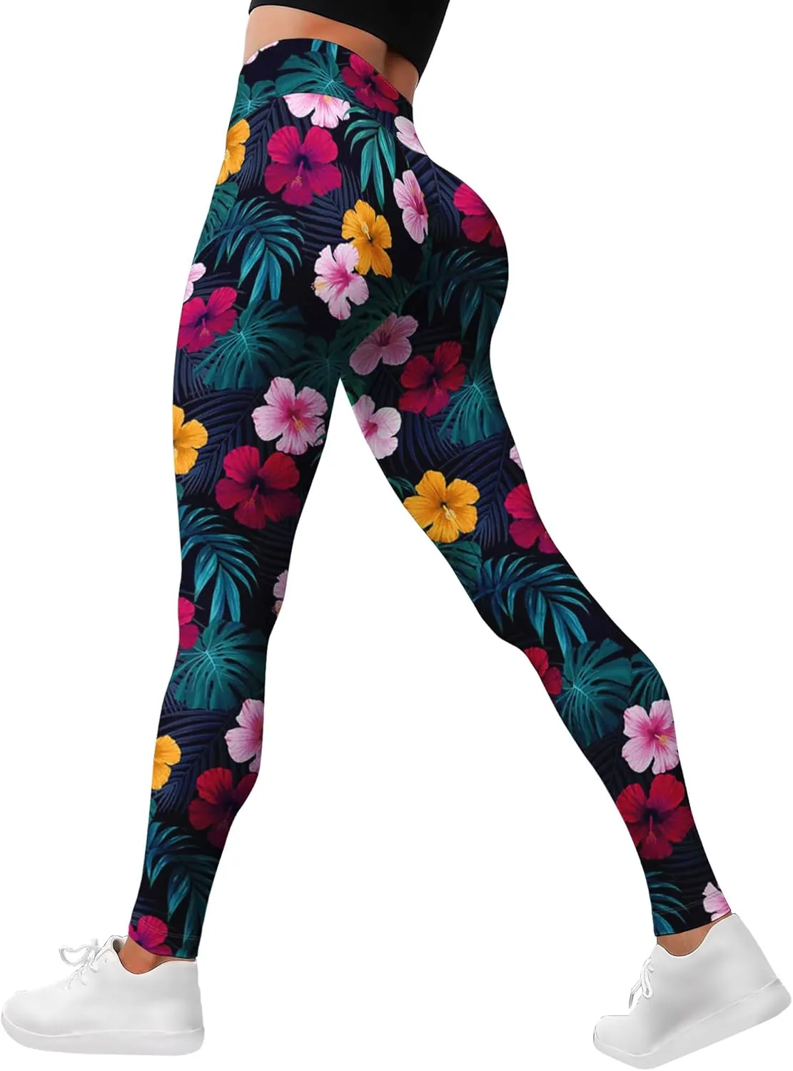 Leggings for Women Funny Printed Gym Womens Yoga Pants Floral Legging Tropical Athletic Pant