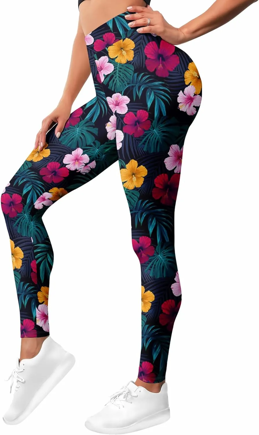 Leggings for Women Funny Printed Gym Womens Yoga Pants Floral Legging Tropical Athletic Pant