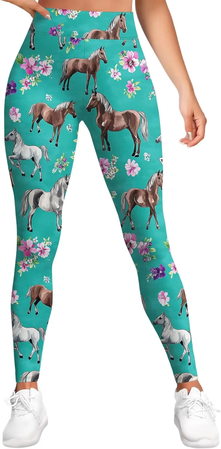 Leggings for Women Printed Funny Gym Womens Yoga Pants Horse Legging