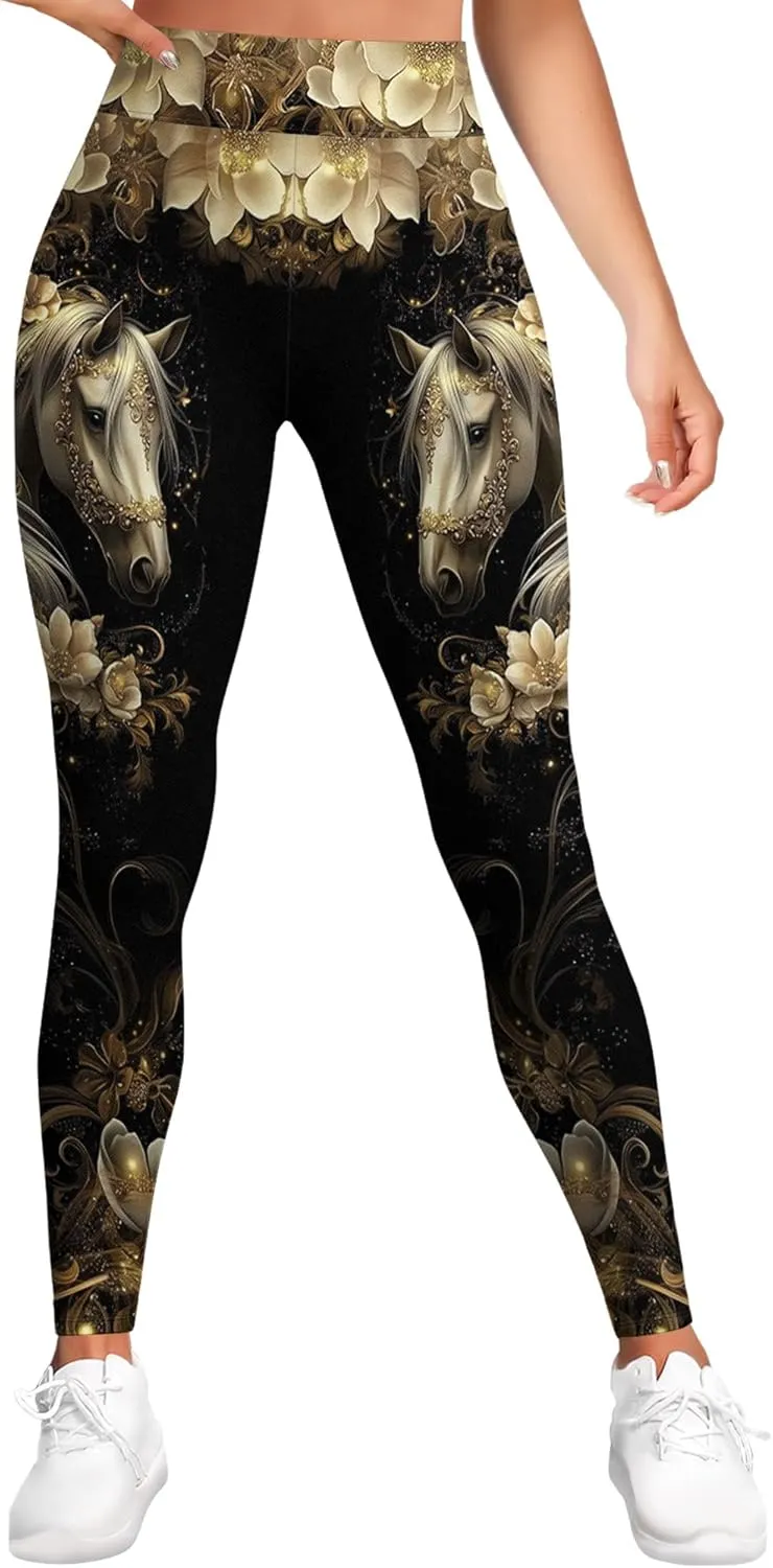 Leggings for Women Printed Funny Gym Womens Yoga Pants Horse Legging