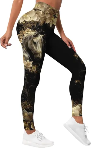 Leggings for Women Printed Funny Gym Womens Yoga Pants Horse Legging