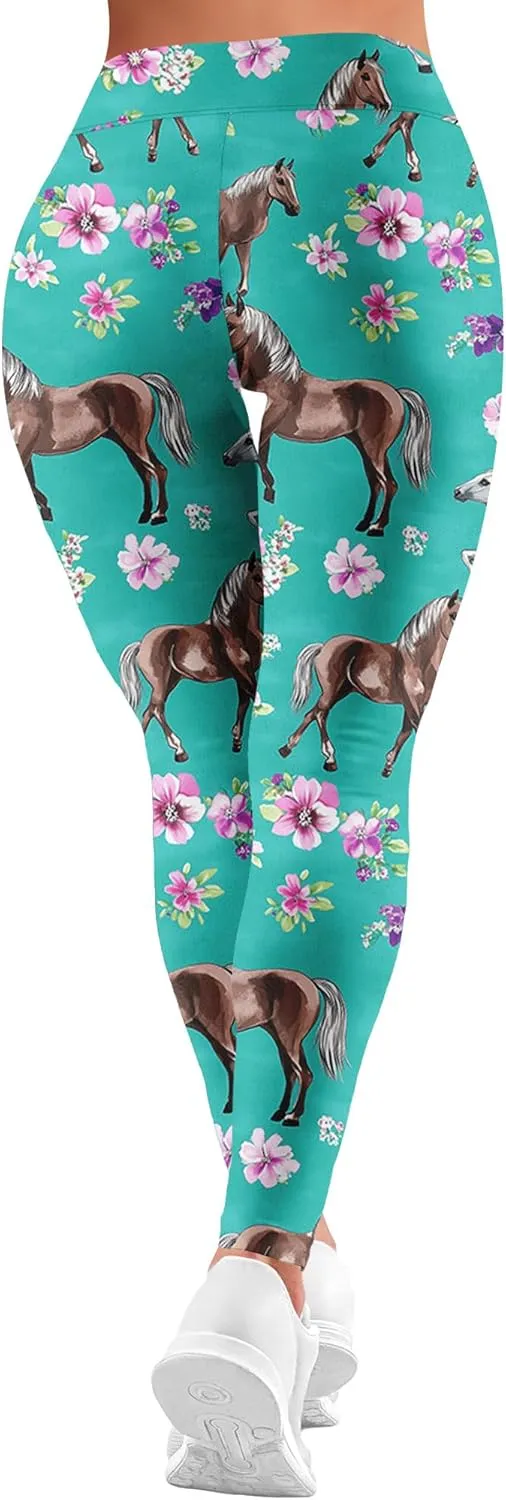 Leggings for Women Printed Funny Gym Womens Yoga Pants Horse Legging