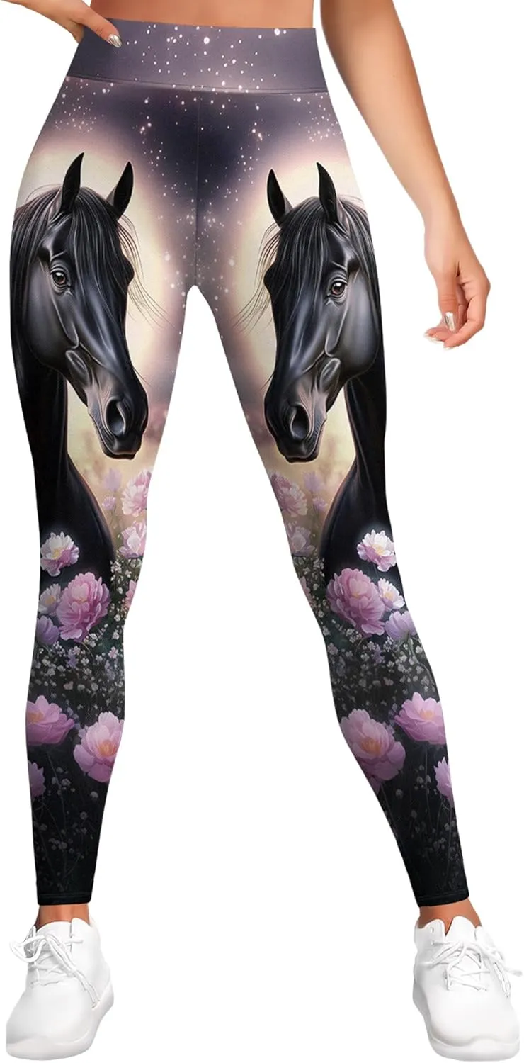 Leggings for Women Printed Funny Gym Womens Yoga Pants Horse Legging