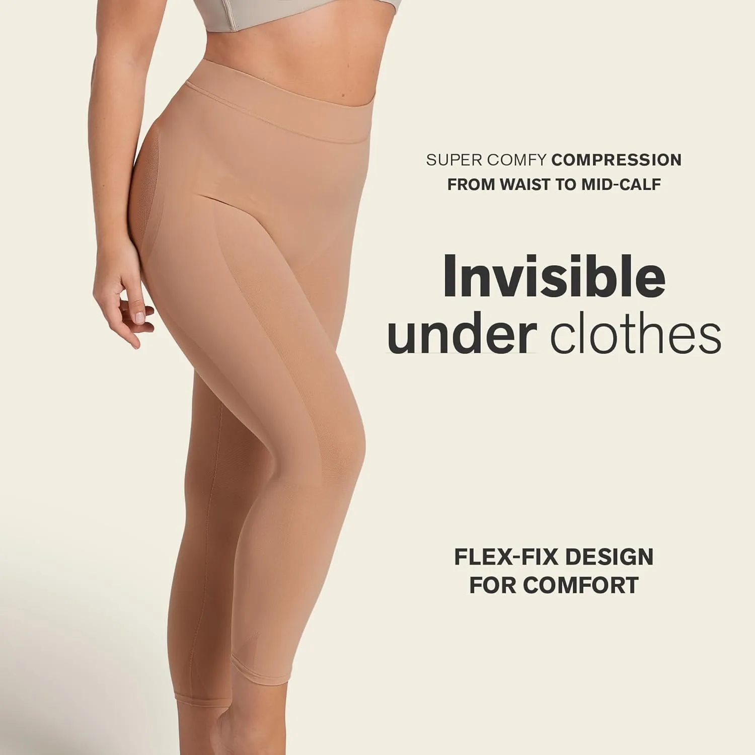 Leonisa Seamless Shapewear High-Waisted Butt Lifting Capri or Shaper Shorts Thigh Slimmer Girdle for Women Tummy Control